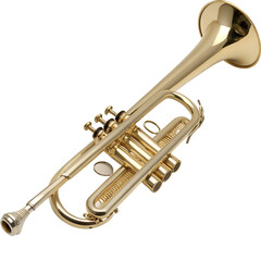 Obraz premium Elegant trumpet isolated on transparent background, a brass instrument known for its bright and powerful sound