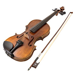 Fototapeta premium Classic violin isolated on transparent background, a stringed instrument known for its rich and expressive tones