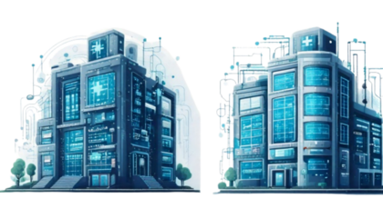 AI-Powered Hospital Duo Bundle Isolated on Transparent Background