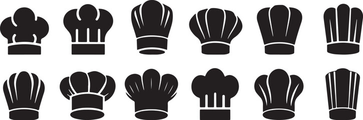 Chef hat icon, Cooking cap vector, Kitchen chef silhouette, Restaurant chef clipart, Culinary hat design, Food service artwork, Chef cap logo, Cook hat illustration, Professional chef outline, Chef co