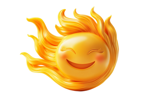 Cute 3D Emoji Face Design Isolated on Transparent Background