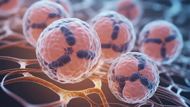 Microscopic Cell Division and Growth Animation Medical Concept