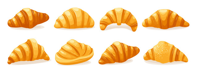 Variety of croissants in different shapes