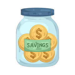 Illustration of Savings Jar with Coins