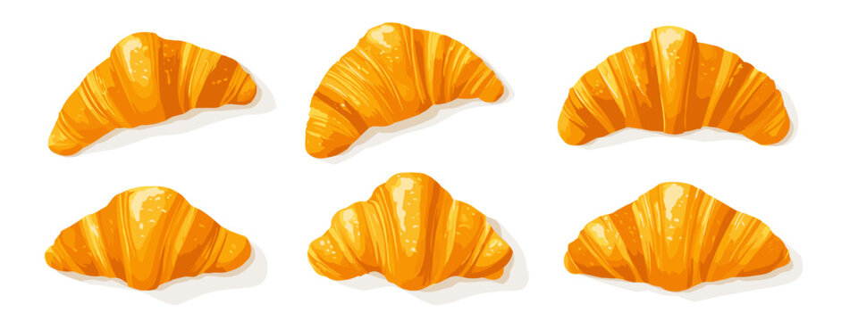 Collection of croissants on white background - Powered by Adobe
