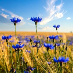 Field of cornflowers