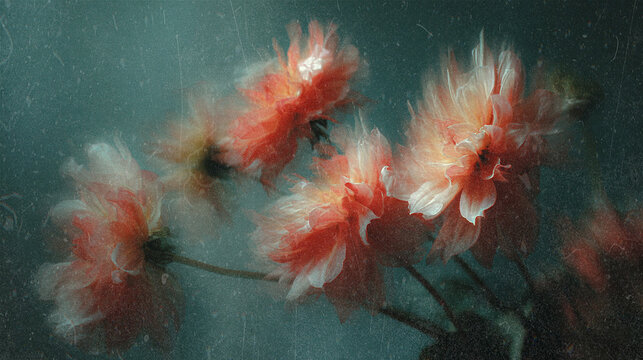 Fototapeta Soft Blurred Y2K Florals Vintage abstract floral background