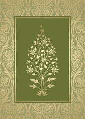 wedding card design, paisley floral pattern , India	