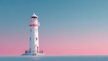 Pastel lighthouse on a tranquil sea