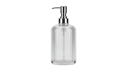 Obraz premium Clear glass soap dispenser pump isolated on transparent background