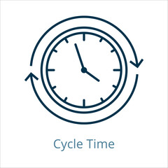 cycle time icon vector illustration, simple line element cycle time with editable stroke, cycle time simple icon, cycle time icon line style vector image