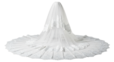White Wedding Veil with Lace Trim graphic