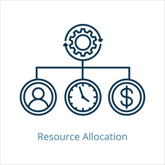Resource Allocation icon vector illustration, simple line element Resource Allocation with editable stroke, Resource Allocation simple icon, Resource Allocation icon line style vector image