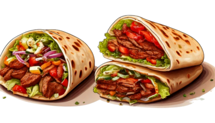 Delicious Gyros Sandwich Collection Set Isolated on Transparent Background (2)