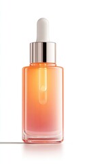 Orange-tinted rectangular glass dropper bottle