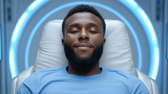 Ct scan analysis of african american man for medical evaluation in hospital environment by doctor seeking cure