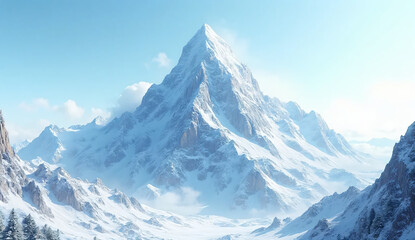 Fototapeta premium Snow-Covered Mountain Peak