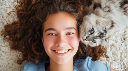 Girl with cat.