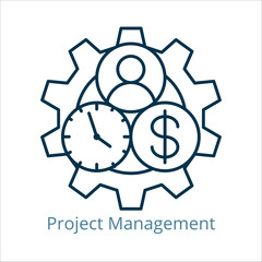 Project management icon vector illustration, simple line element Project management with editable stroke, Project management simple icon, Project management icon line style vector image