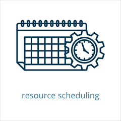 resource scheduling icon vector illustration, simple line element resource scheduling with editable stroke, resource scheduling simple icon, resource scheduling icon line style vector image