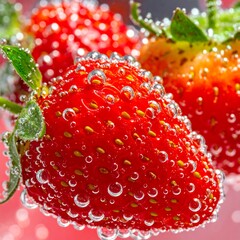Fresh strawberries in water