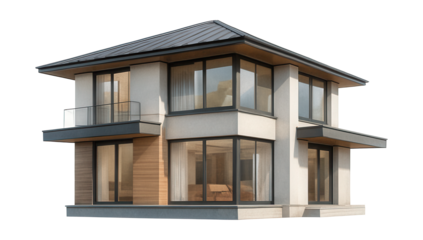 House with financial symbols and copy space.