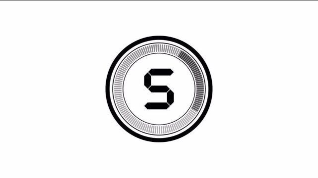 Modern Digital 10 Second Countdown Timer with Circular Progress Bar Animation on White Background