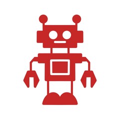 Robot Icon Filled 塗りつぶしスタイルの赤いロボットイラスト