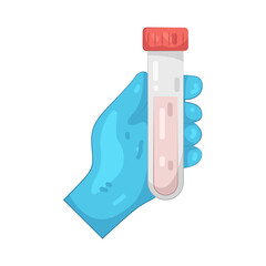 Illustration of Hand in Glove Holding Sample