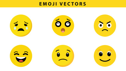Emoji Faces Set Illustrating Six Different Human Emotions