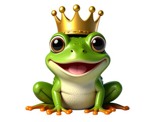 Fototapeta premium Playful Cartoon Frog King with Crown