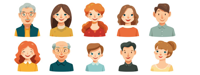Diverse illustrated faces collection