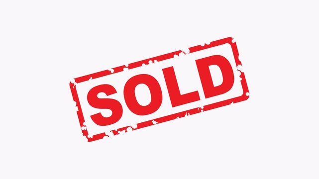 Red rubber stamp effect with the word sold. Suitable for highlighting sales, promotions, and sold items in various graphic design projects.