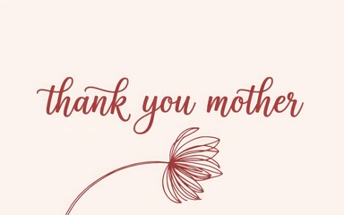 Elegant handwritten text thank you mother with delicate floral illustration on soft background