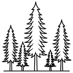 Obraz premium Pine Tree Line Art Vector