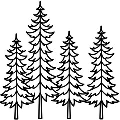 Fototapeta premium Pine Tree Line Art Vector
