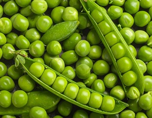 Fresh green peas close up