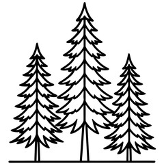 Pine Tree Line Art Vector