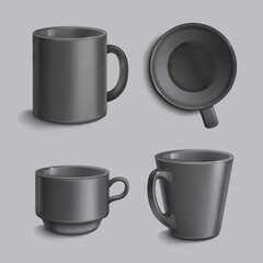 Coffee tea mug mockup flat isolated vector