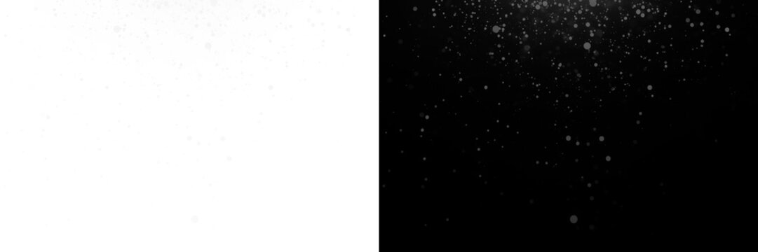 Snowfall background PNG. Snowflakes, light bokeh. Winter snow overlay PNG.  Falling snowflakes and soft snow particles isolated on transparent background. 