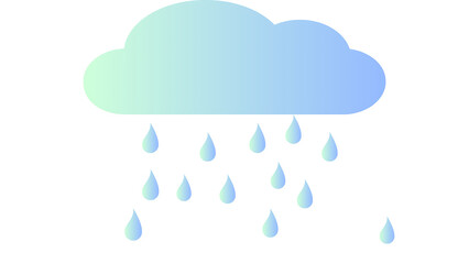 A light blue cloud with pixelated raindrops falling against a solid black background illustration