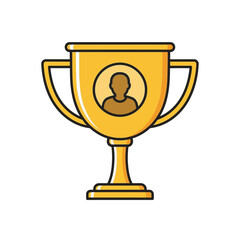 A golden trophy with a silhouette of a person inside a circle on its front, symbolizing achievement and victory.