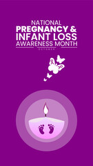 National Pregnancy and Infant Loss Awareness Month Poster Banner and Background Abstract Design Template with Pink and Blue Ribbon Illustration for mobile responsive