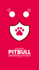 Pitbull Awareness Month Poster Banner and Background Abstract Design Template with Friendly Dog Illustration for mobile responsive