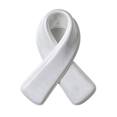 White Ribbon Awareness Symbol isolated on transparent background