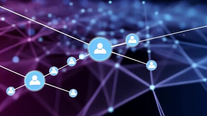 Digital Network Abstract: Seamlessly connected nodes pulsate within a futuristic digital landscape, depicting the essence of networking and data interaction in vibrant detail.  - Powered by Adobe