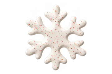 Festive snowflake shaped christmas cookie with icing on transparent background