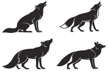 Obraz premium Silhouette howling wolves vector illustration pack for wildlife and nature themed designs and projects free