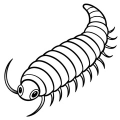 Millipede line art vector