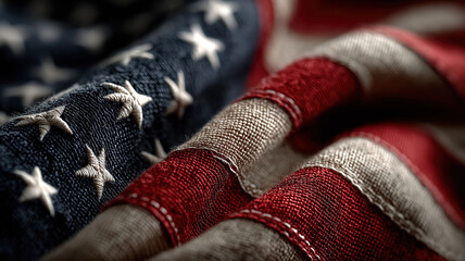 Patriotic Scene Featuring US Flag Close Up In Studio Shot Showing National Pride And Symbolism